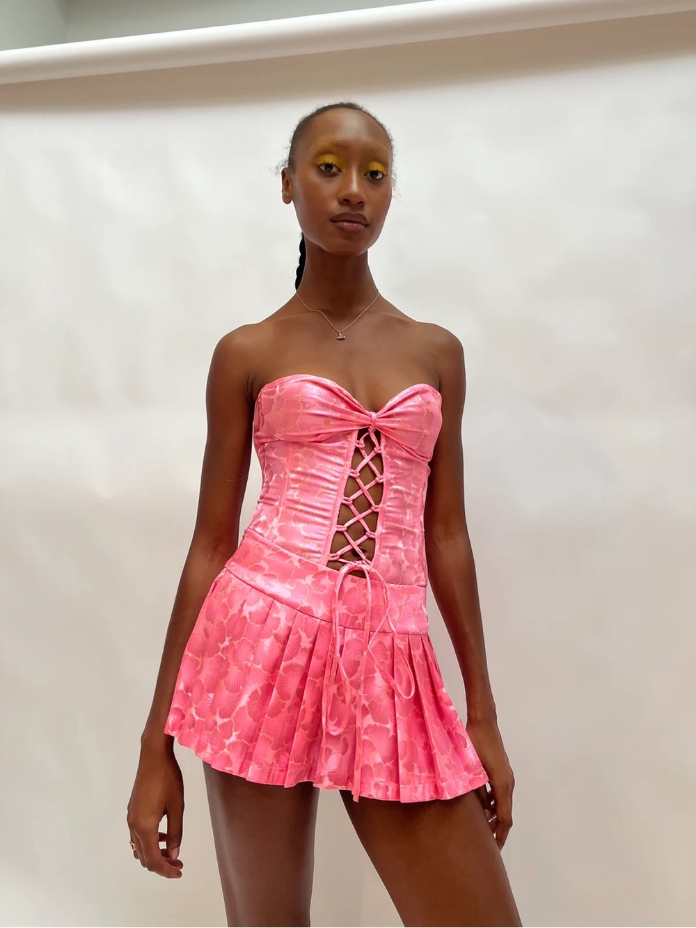 Kim Shui Pink Floral Pleated Mini Skirt